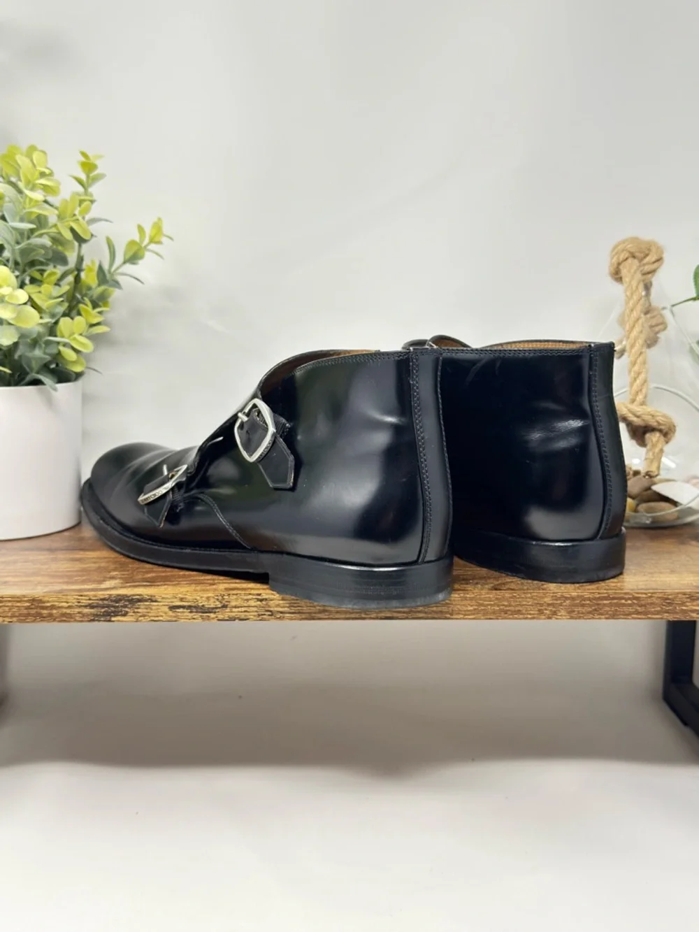 Jimmy Choo Men's Black Double Monk Strap‎ Leather Shoes Size 42 Italian USA 9